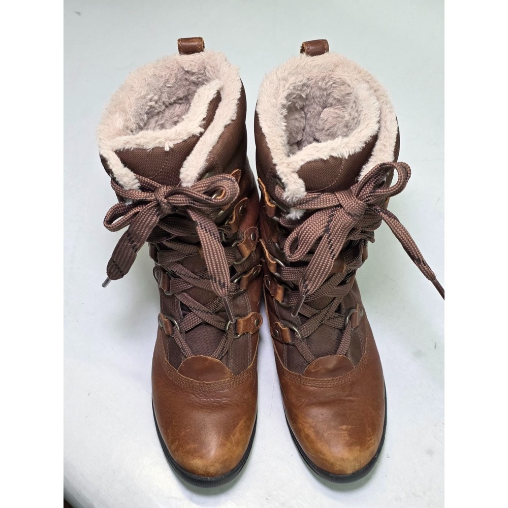 Timberland Mount Hope Women's Winter Boots Size 7.5 Brown Tan Leather Lace Shoes - Picture 7 of 11